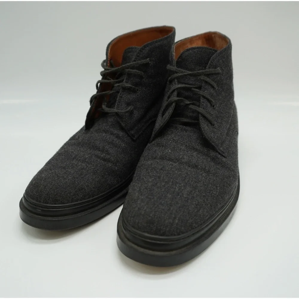 Tods Mens Charcoal Grey Wool Chukka Boots Leather Lined Made in Italy Size 39.5
